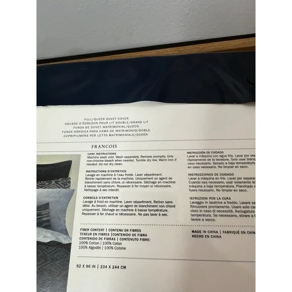 Ralph Lauren Home Francois Full Queen Duvet Cover Navy Blue 100% Cotton New - Picture 8 of 10